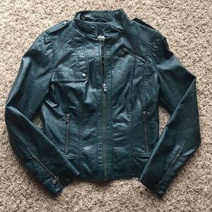 Dark Teal/Green faux Leather Jacket